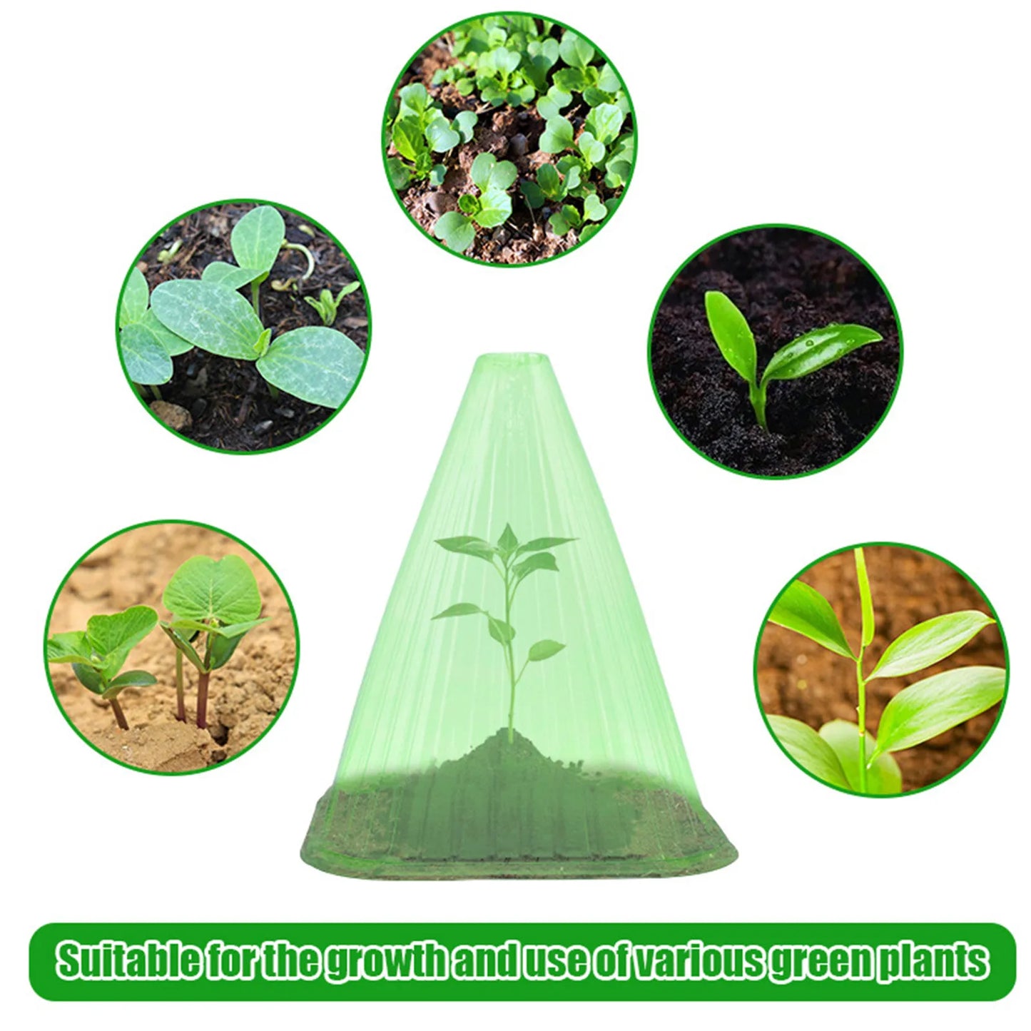 30pcs Growth Box Planting Tent Reusable Square Use Plant Clock Cover To Protect Plants From Bird Frost And Snail Damage Green