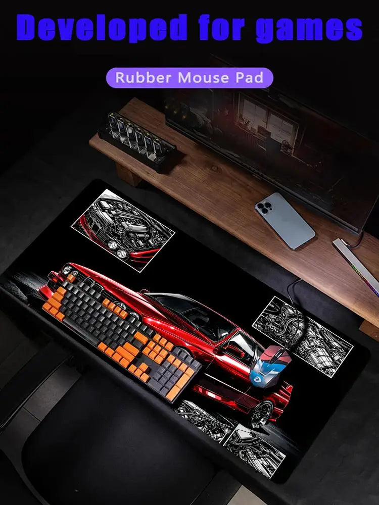 Red classic performance car Mouse Pad Desk Mat Non-Slip Gaming mats pc accessories keyboard mousepad Office carpet Extended pad