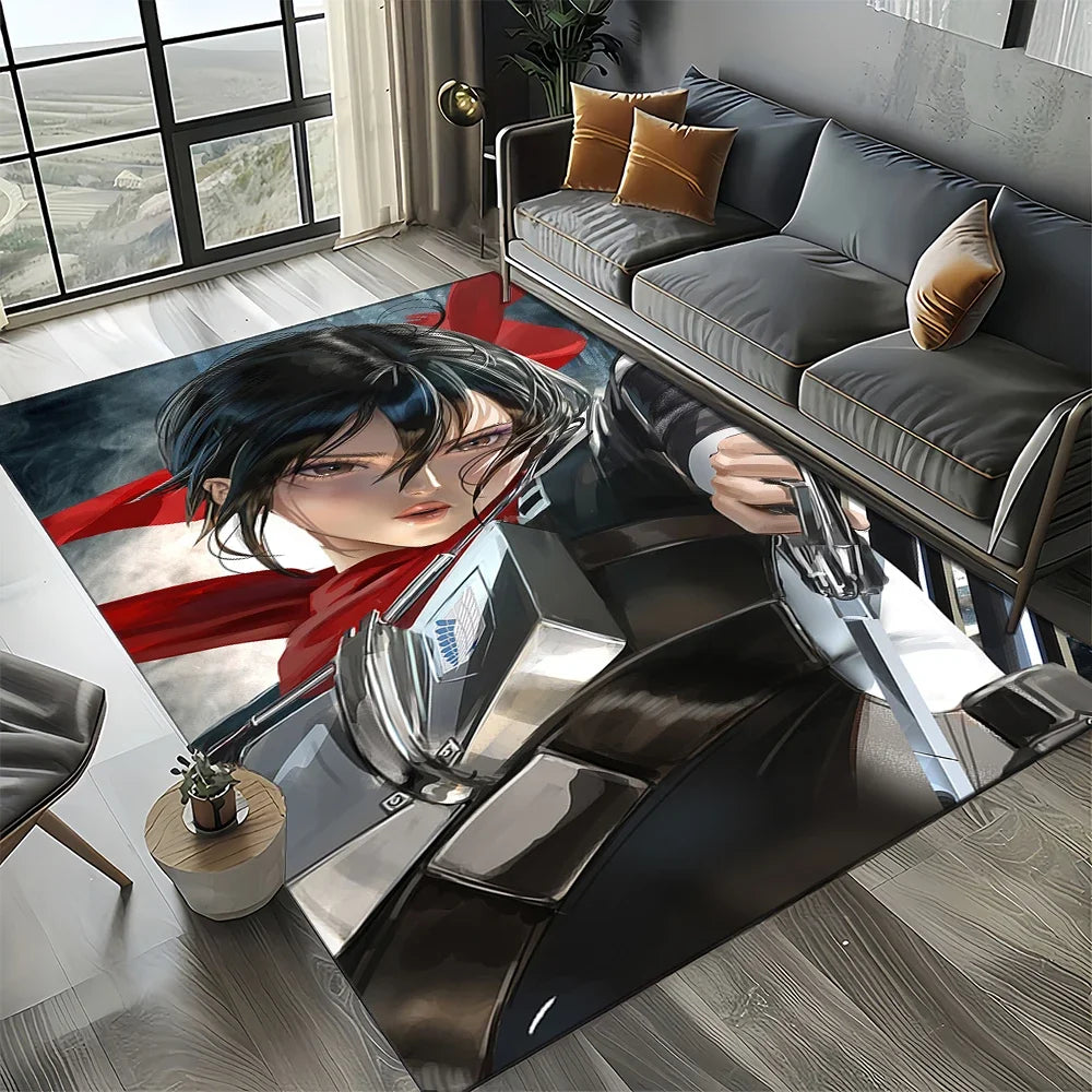 2025 Attack on Titan Eren Anime Cartoon Carpet Rug for Bedroom Living Room Home Sofa Decoration,kids Play Decor Floor Mat Gift