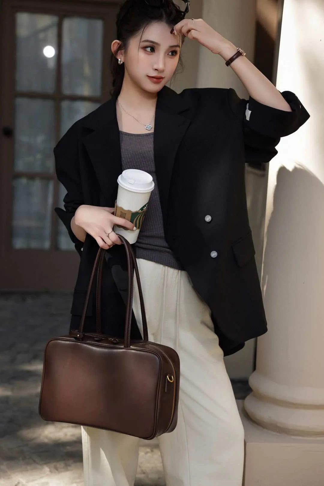 Luxury Genuine Leather Women’s Shoulder Bag Designer-style crossbody made from premium cowhide. Available in black, brown, and coffee colors with a spacious, elegant design for everyday use.