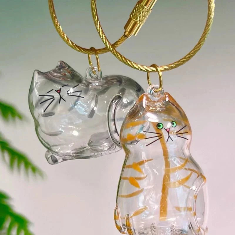 2Pcs Transparent Cat Fur Storage Box Pendant Cat Hair Capsule Commemorative Collection Bag Pendant Keychain Cat Accessories