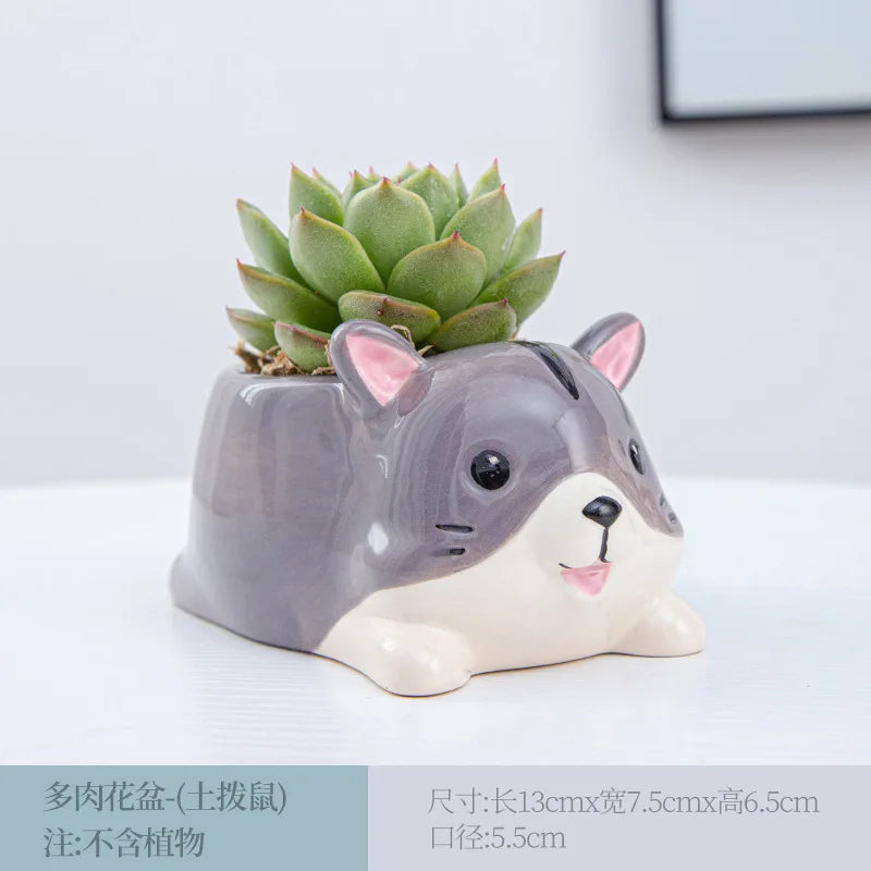 Creative Ceramic Cartoon Vase Cute Animal Panda Cactus Plant Potted Home Gardening Ornaments Ceramic Vase Gift Home Decoration