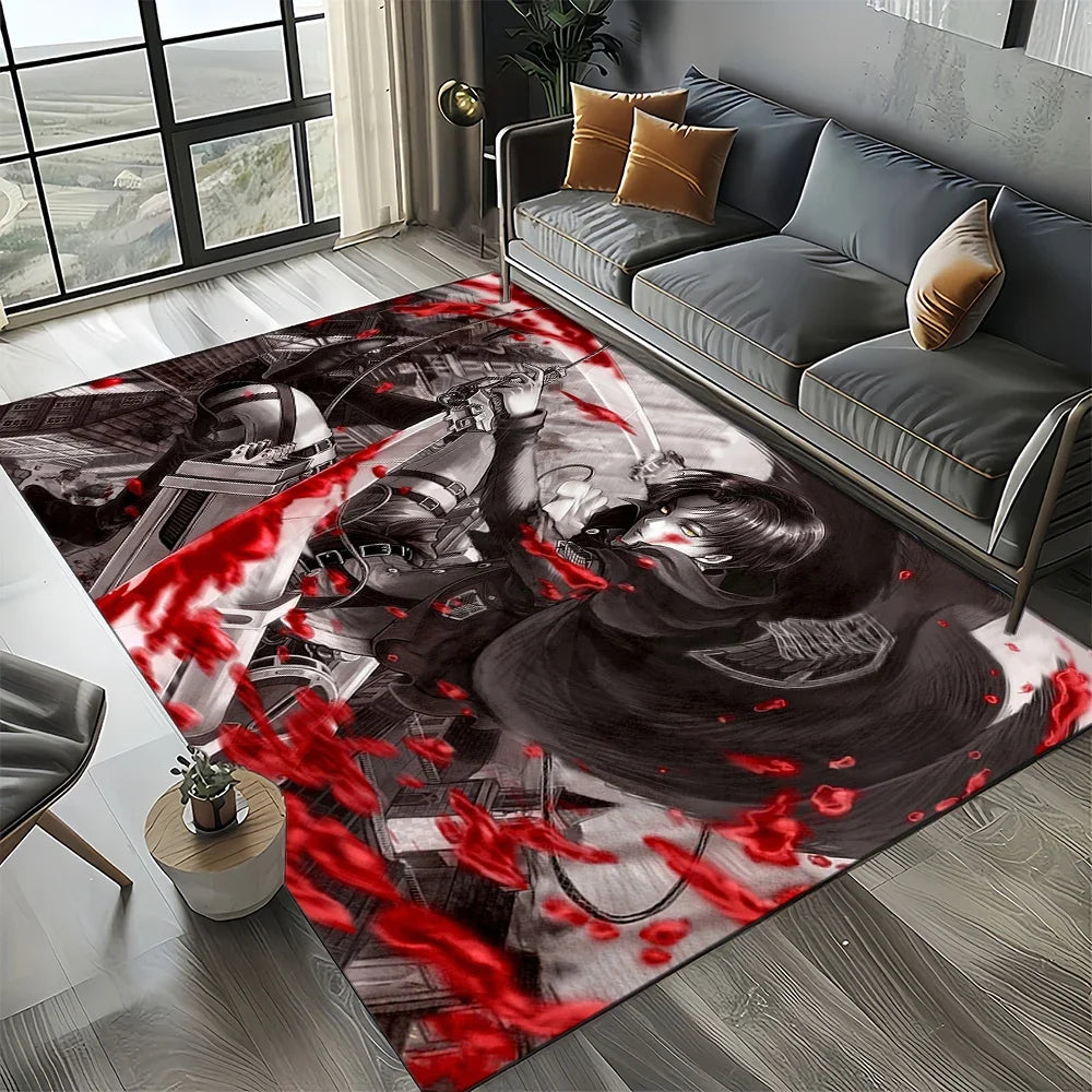 2025 Attack on Titan Eren Anime Cartoon Carpet Rug for Bedroom Living Room Home Sofa Decoration,kids Play Decor Floor Mat Gift