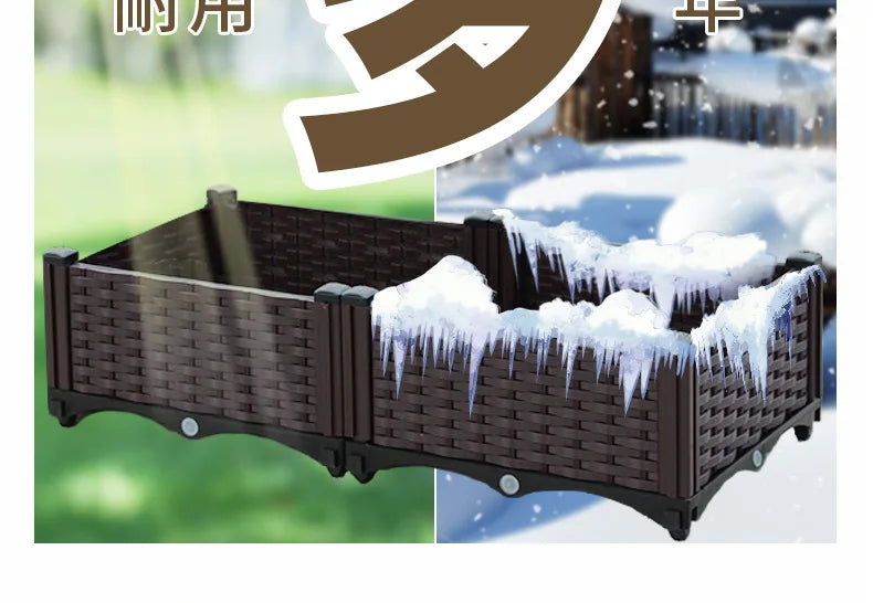 Vegetable Growing Box: Outdoor/Courtyard/Rooftop/Balcony Large Thickened Plastic Planter Trough