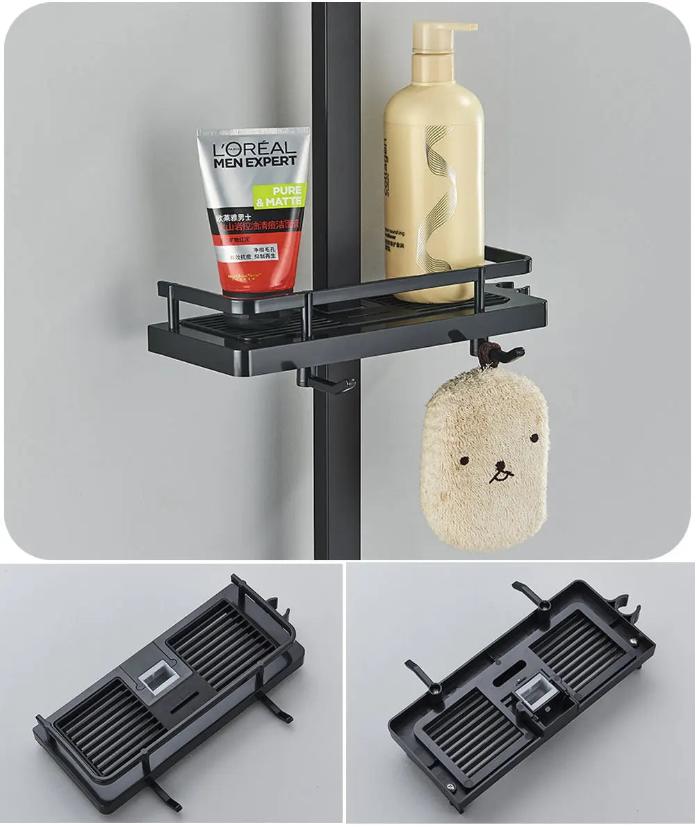 Black Display Thermostatic Shower Faucet Set Rainfall Bathtub Tap With Bathroom Shelf Water Flow Produces Electricity
