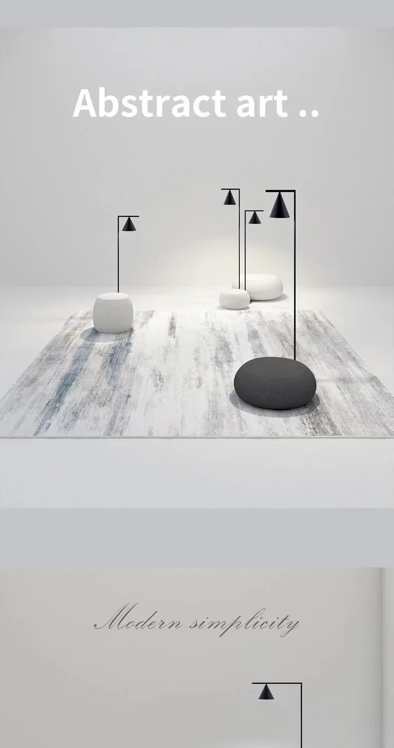 Thickened Study Carpet Modern Abstract Carpets for Living Room Home Washable Plush Floor Mat Minimalist Bedroom Decor Art Rug