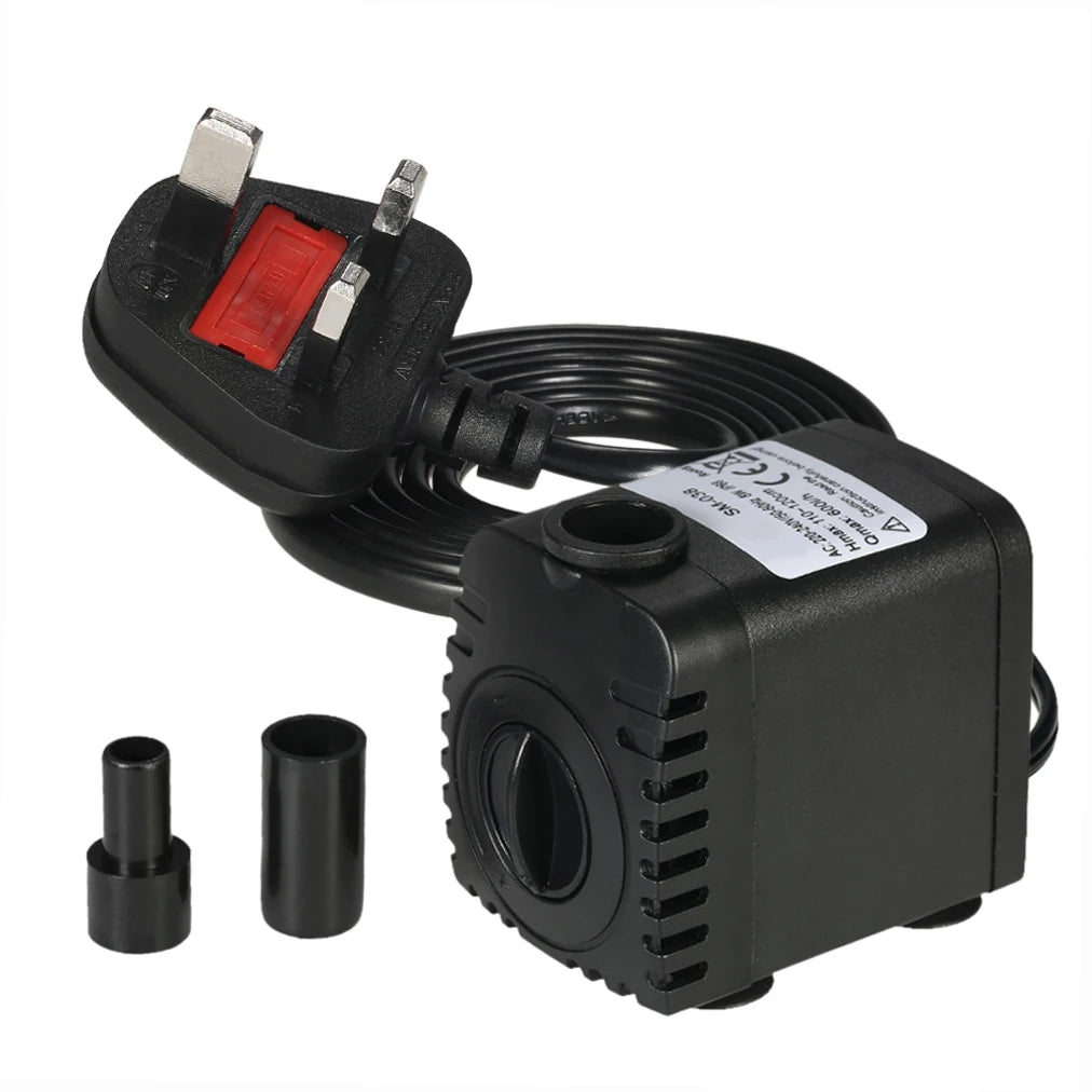 600L/H 8W Submersible Pond Water Pump for Aquarium Tabletop Fountains Pond Water Gardens and Hydroponic Systems with 2 Nozzles