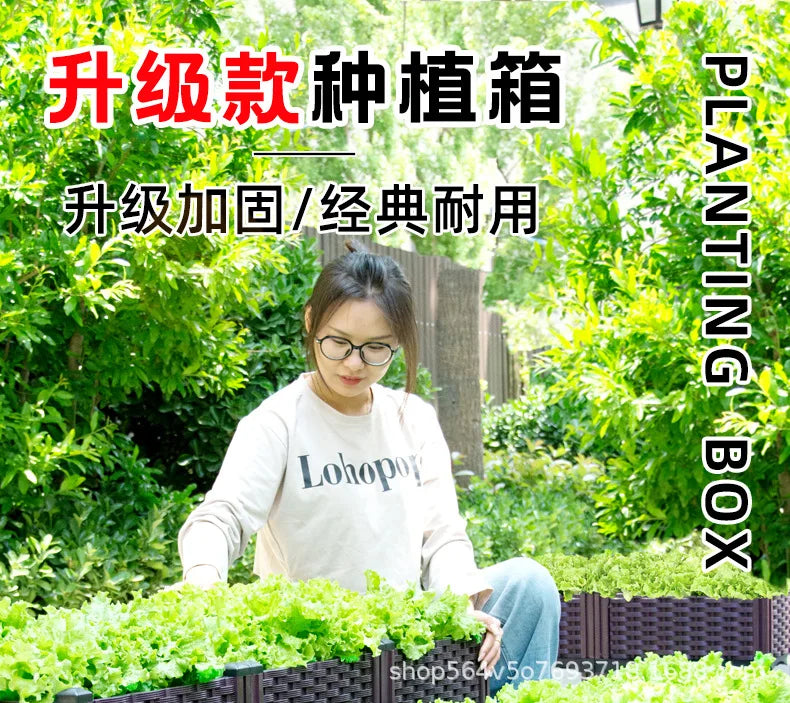Vegetable Growing Box: Outdoor/Courtyard/Rooftop/Balcony Large Thickened Plastic Planter Trough