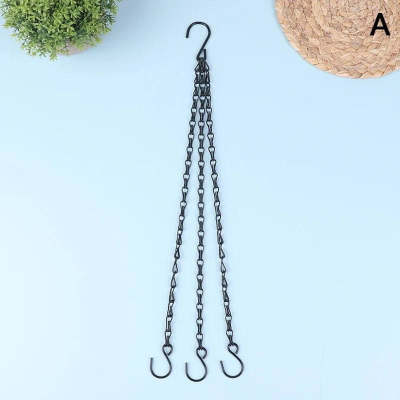 40cm Rattan Hanging Pendant Chain Flowers Basket Chain Flower Pot Hydroponic Plants Grow Tools Garden Decorations With 3 Hooks