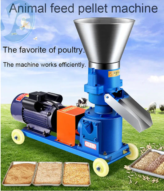 Household Feed Pellet Machine (125–210 Type) Multi-purpose pelletizer for poultry, cattle, and livestock feed works with grass, corn, and biomass materials. Durable, efficient, and ideal for farm use.