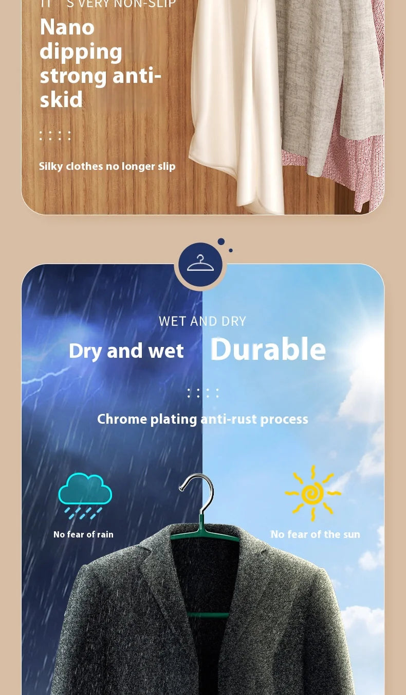 5pcs Nano seamless anti slip clothes hanger stand hanger non marking storage, thick clothing support, anti slip stainless steel