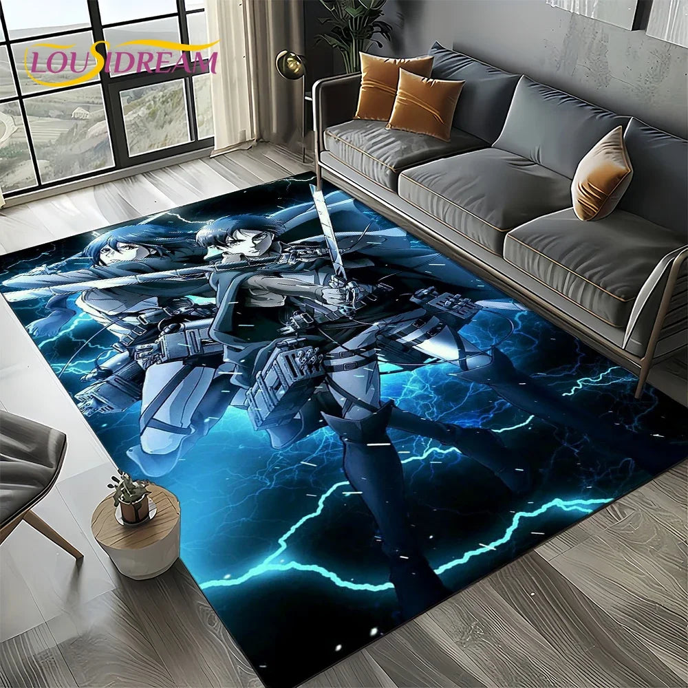 2025 Attack on Titan Eren Anime Cartoon Carpet Rug for Bedroom Living Room Home Sofa Decoration,kids Play Decor Floor Mat Gift