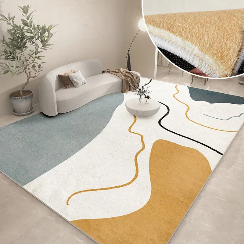 Thickened Study Carpet Modern Abstract Carpets for Living Room Home Washable Plush Floor Mat Minimalist Bedroom Decor Art Rug
