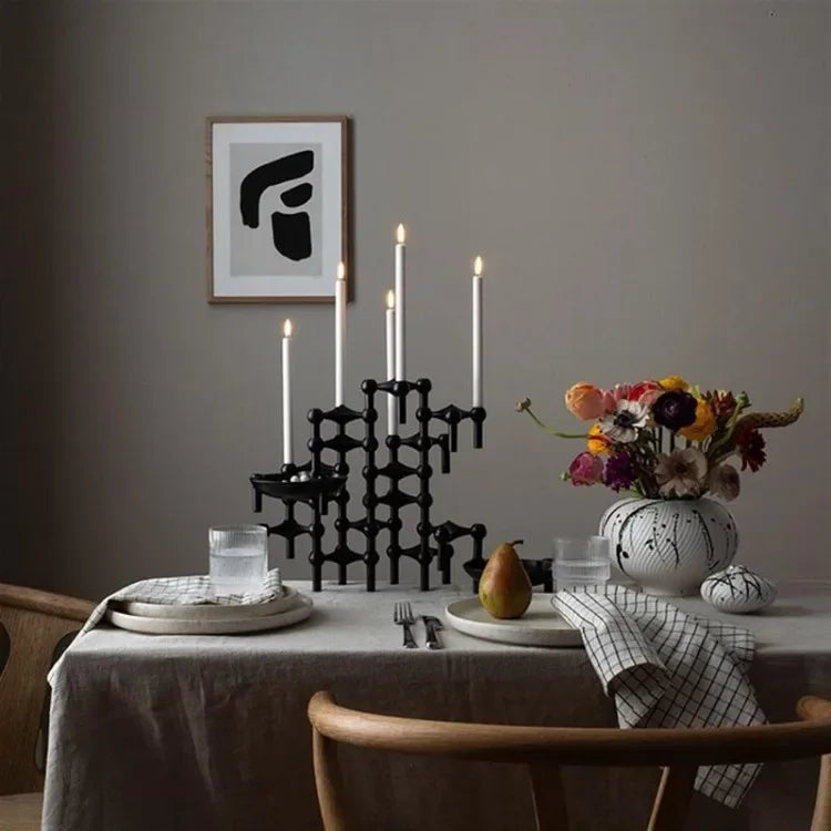 Metal Molecular Structure Candle Holder Nordic Silver Candlestick Centerpiece Living Room Decoration Gift Home Decore Candelabra