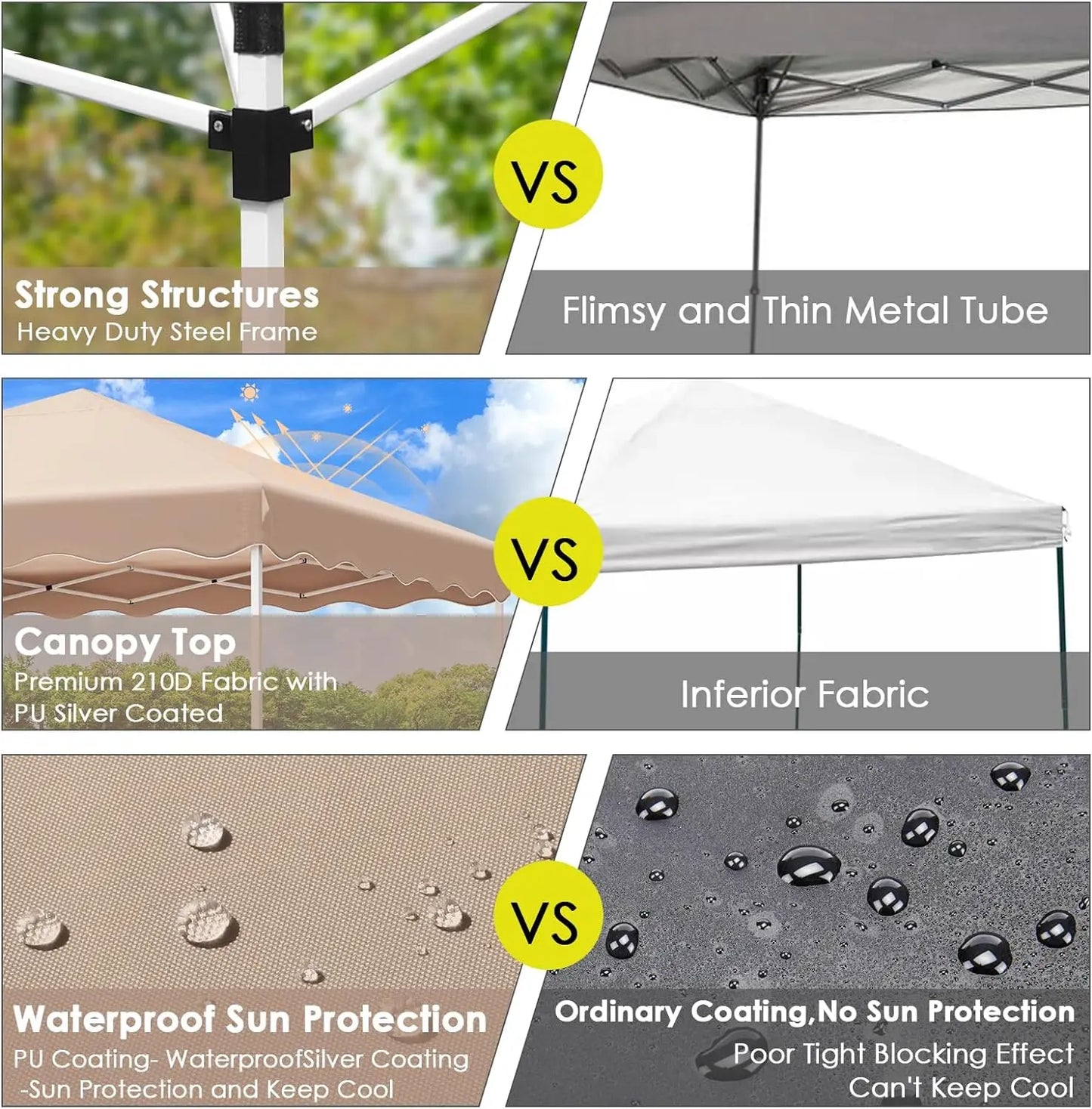 3x3M Gazebo Tent Pop up Canopy Instant with Bag Bonus 4 Weight Sandbags,& Carry Bag Foldable Shelter Outdoor Garden Tent
