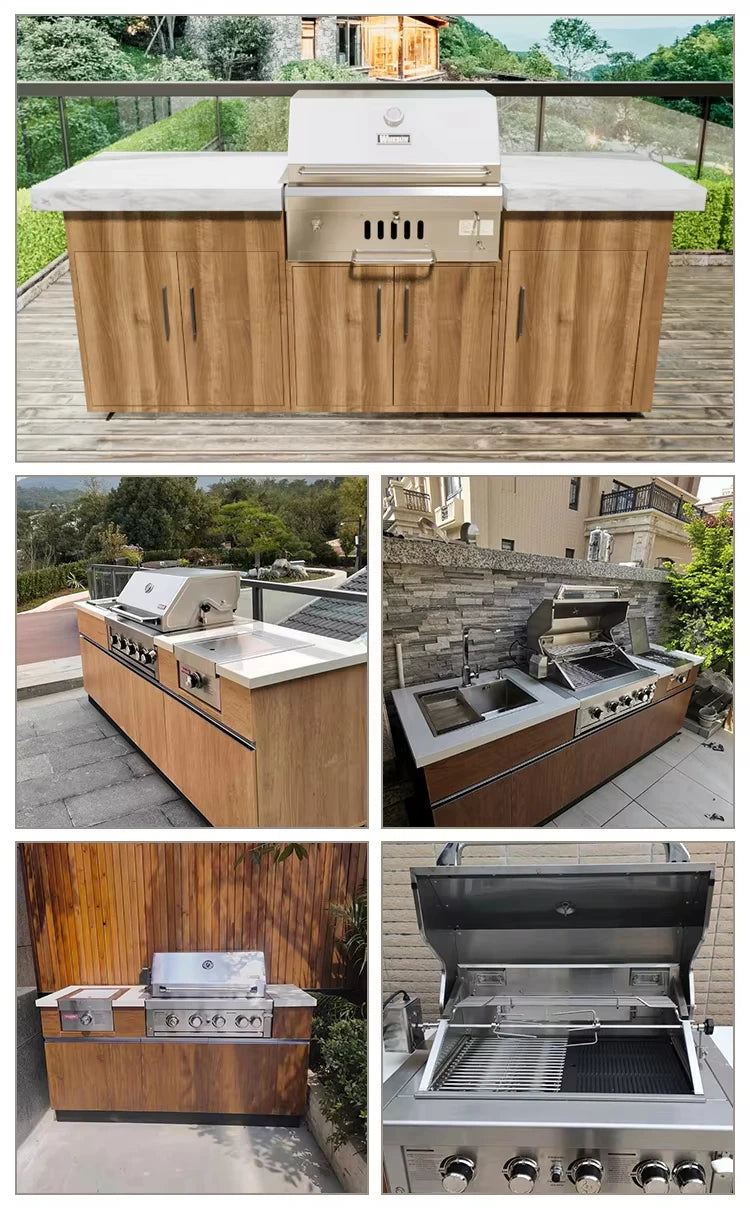 Custom outdoor kitchen Cabinet BBQ grill Oven and Bar Furniture House garden Stainless Steel