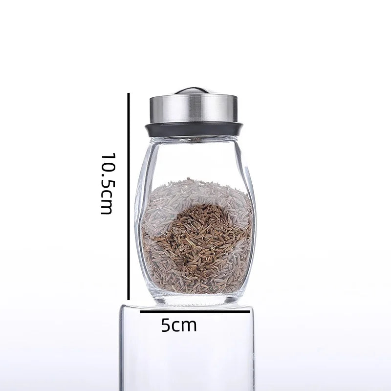 6/12PCSSeasoning jar, kitchen glass seasoning storage, 360 degree rotatable seasoning bottle jar.