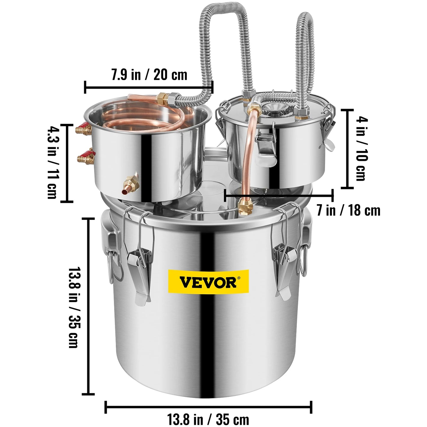 SucceBuy 20L 30L Water Alcohol Brewing Distiller DIY Moonshine Apparatus Stainless Steel Still Whisky Beer Brandy Home Appliance