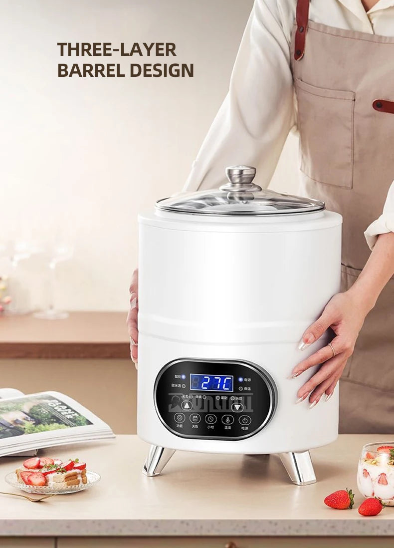 Stainless Steel Yogurt Maker – Large Capacity Features timing and constant temperature control for perfect fermentation. Easy to use and ideal for homemade yogurt.