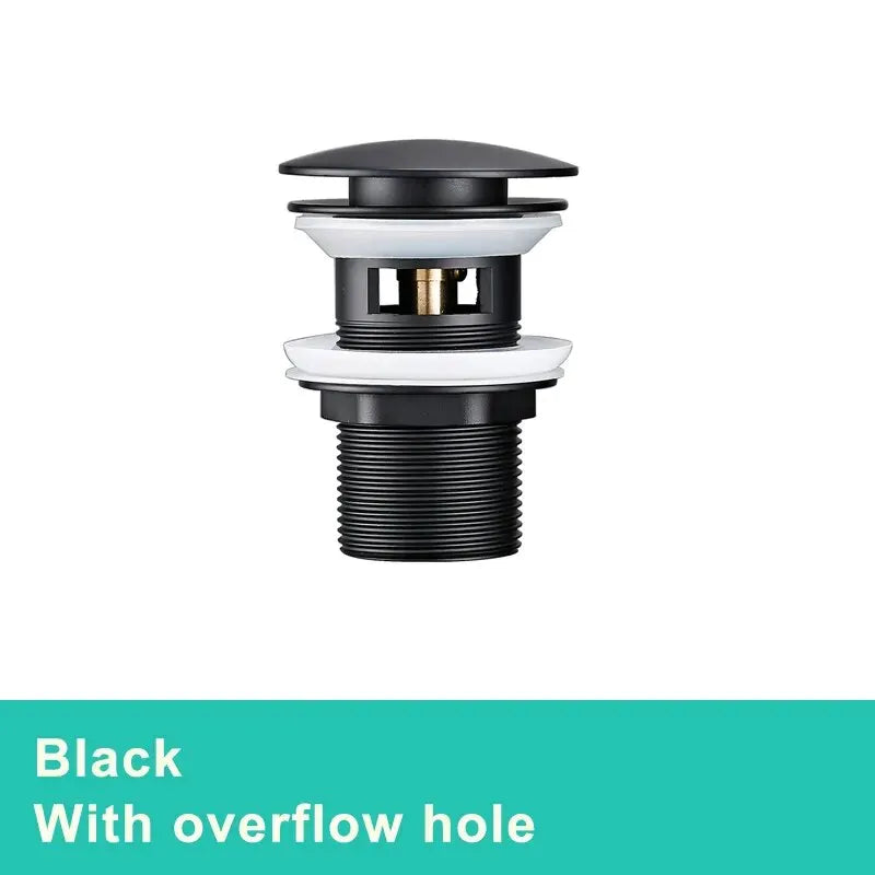 Basin Sink Drain Waste Pop Up Drain Stopper Push Button Bathroom Faucet Accessories