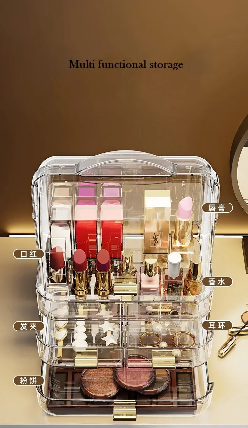 25 Transparent Lipstick Holder With Lid Lip Gloss Storage Stand Small Makeup Organzier With Handle Cosmetics Storage Display Box