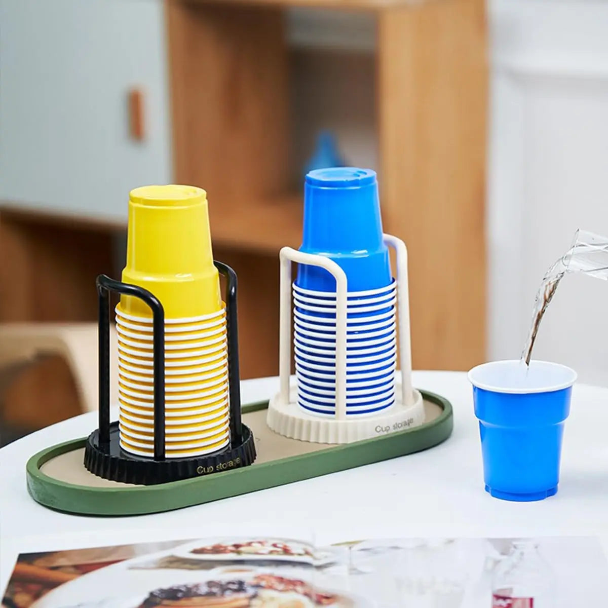 4 PACK Bathroom Cup Dispenser, Plastic Cup Holder, Disposable Cup Holder, Cup Dispenser for Restaurant, Coffee