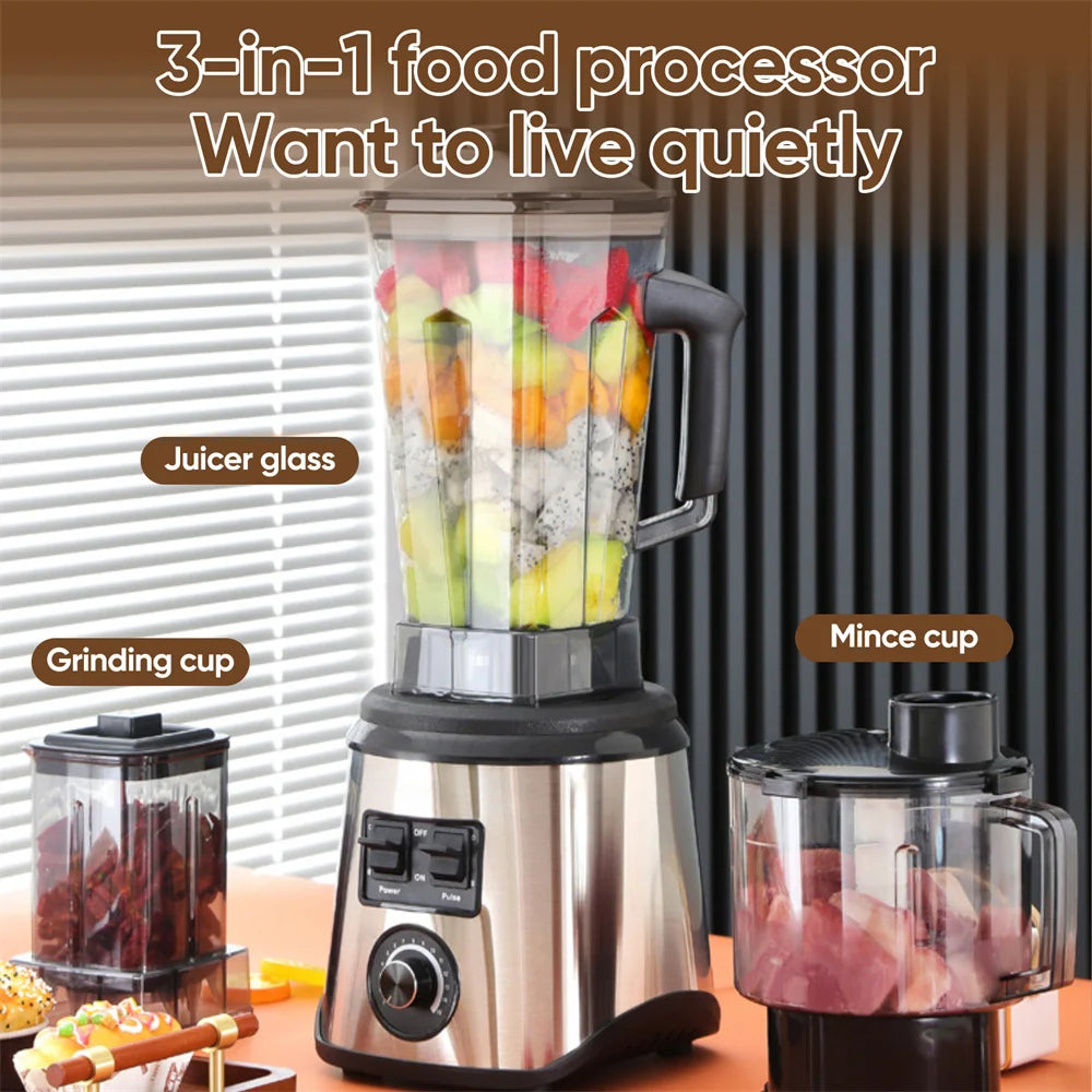 YsinoBear 3-in-1 Electric Blender Professional High Power Food Processor Ice Smoothies Juicer, for Juice, Smoothie, Milkshake