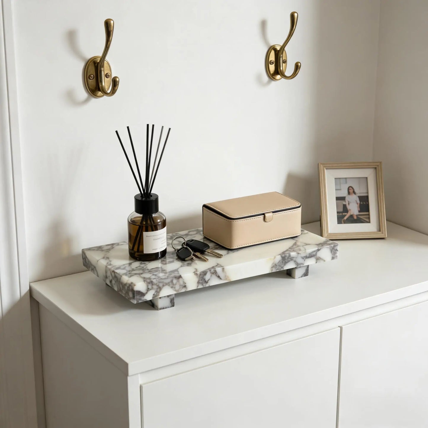 Calacatta Viola Marble Pedestal Stand, Luxury Bathroom Vanity Tray Dresser Organizer for Jewelry Cosmetics Decorative Stone Base