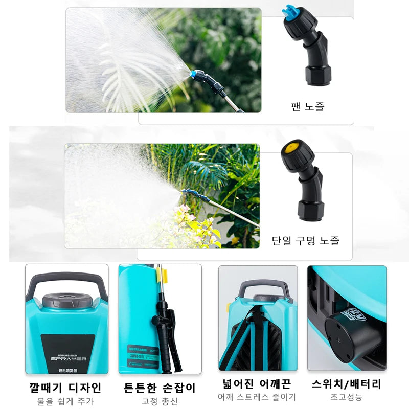 DIVEDEER 8L-10L New Garden Electric Sprayer Double Pump Hybrid Sprayer Household Agricultural Backpack High Pressure Sprayer