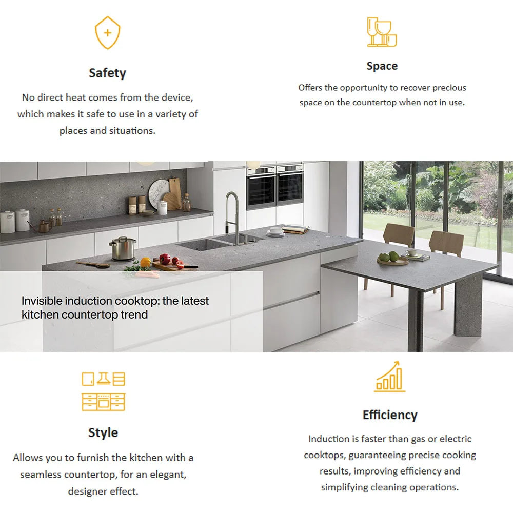 Invisible Built In Induction Hob Cooktop Stove Cooker Under Granite Marble Countertop Hidden 4 burner Hob Separated Control