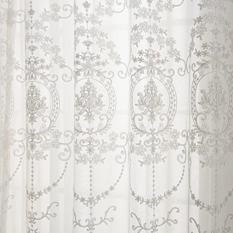 European Embroidery Lace White Sheer Curtain For Living Room Bedroom, Dust-Proof Partition Tulle Curtain,Home Window Curtains