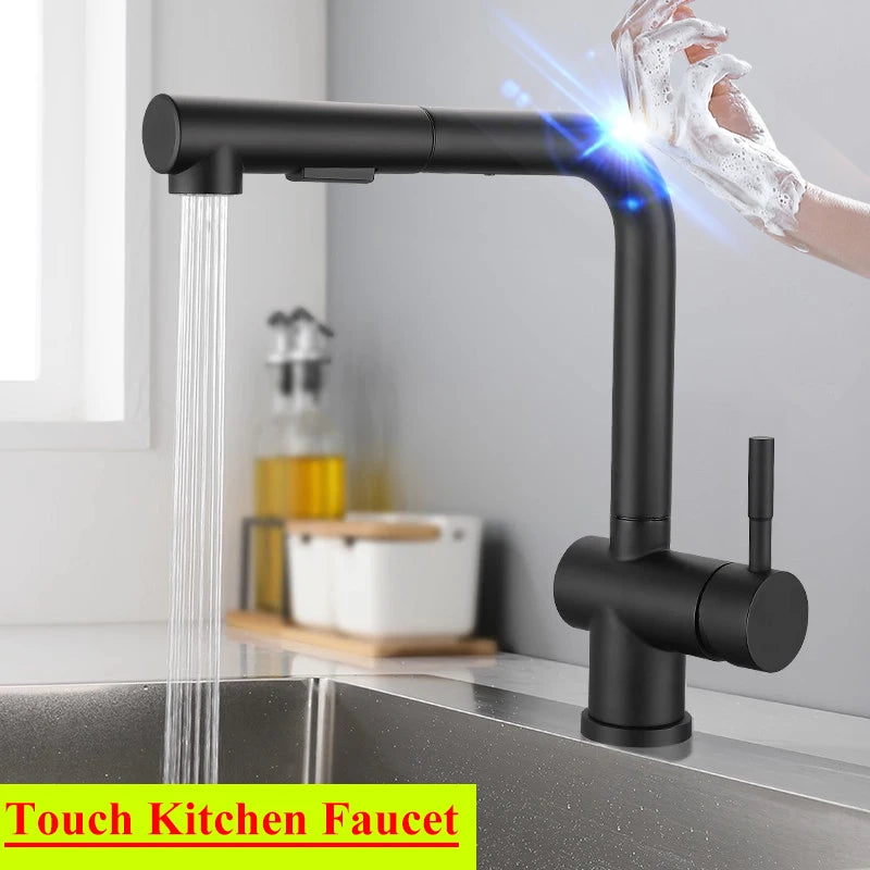White Touch Kitchen Sink Faucets Hot Cold Pull Out Kitchen Sink Mixer Tap 304 Stainless Steel Sensor Touch on Kitchen Faucet
