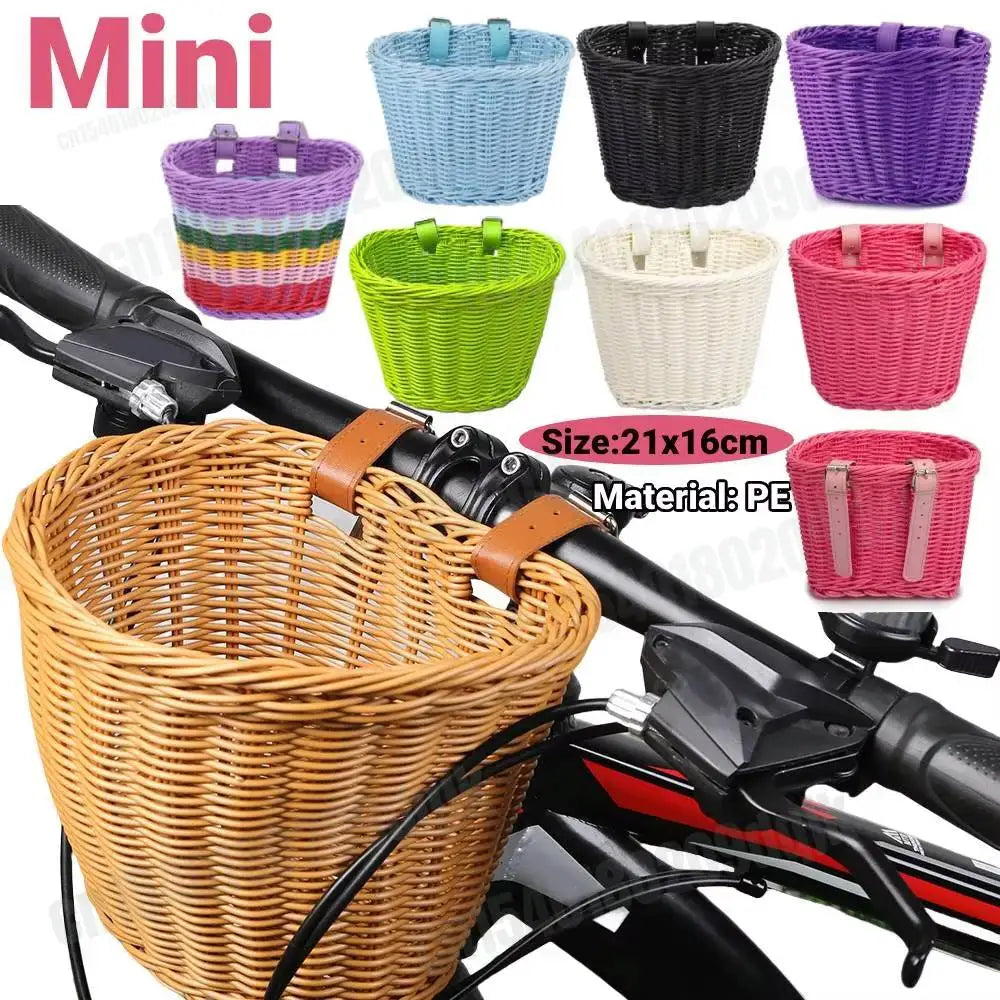 Kids Bike Basket Cycling Handlebar Pouch Bicycle Wicker Baskets Child Scooter Front Storage Basket Children Bike Carrier Bags
