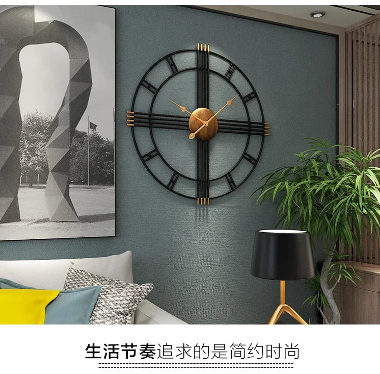 80cm Simple wall clock European style wrought iron  living room clocks creative fashion mute home modern decorative clock