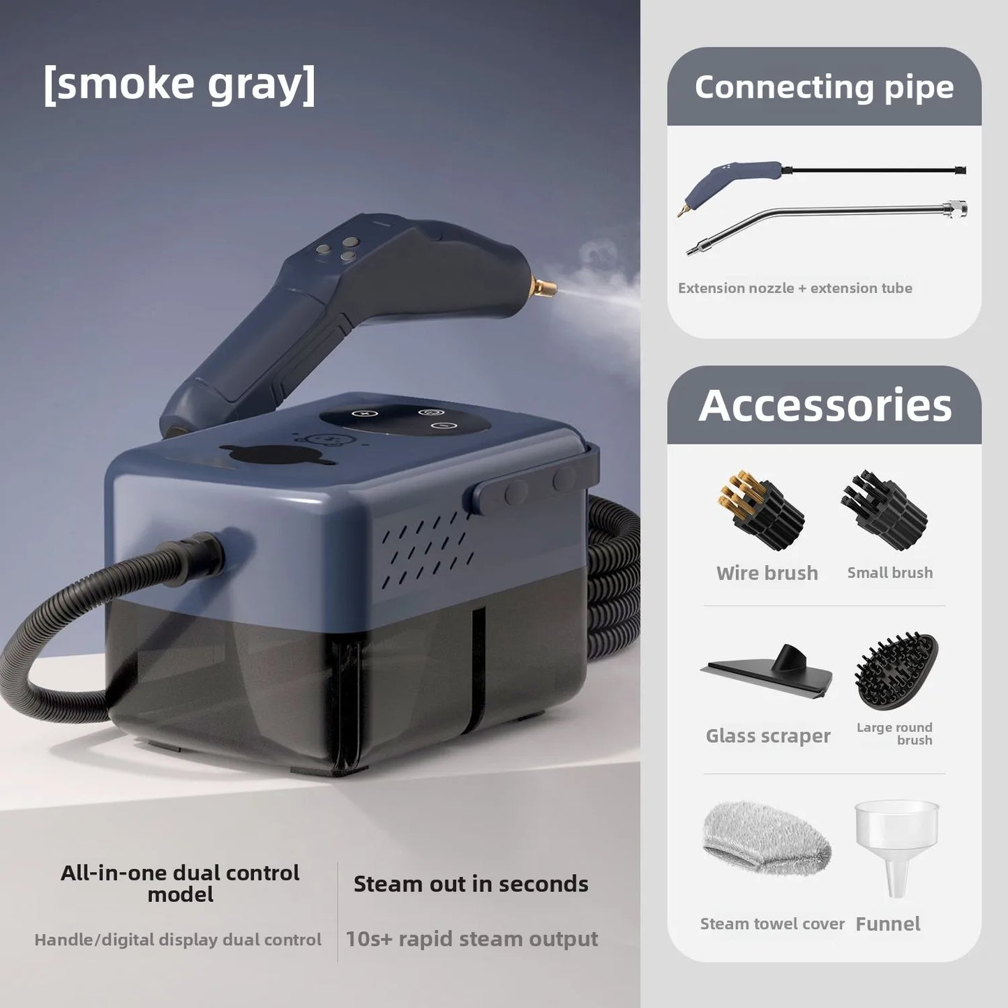 Handheld Steam Cleaner, High-Temperature Steam Sanitizer Adjustable Steam pressure 30s Fast Heating Kitchen Grease Cleaner