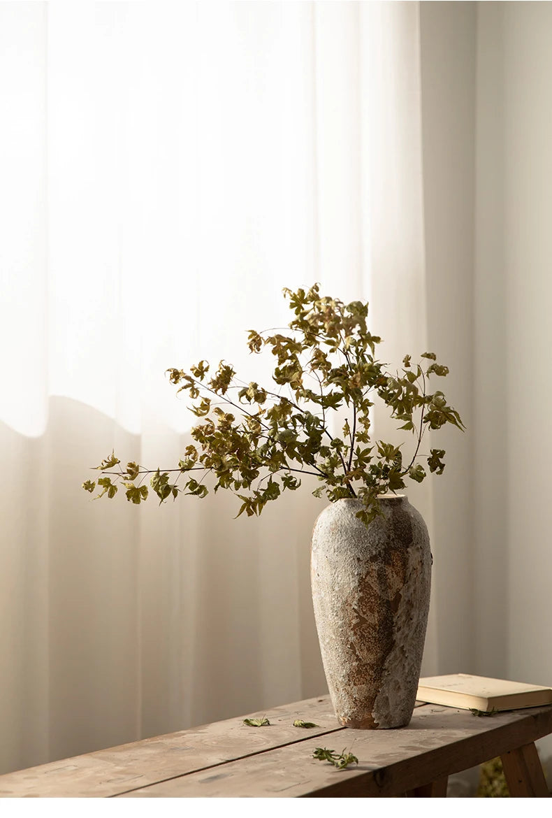Hydroponic Flower Arranging Ceramic Vase Mottled Retro Chinese Pottery Jars Decorative Decorations for Living Room TV Cabinets