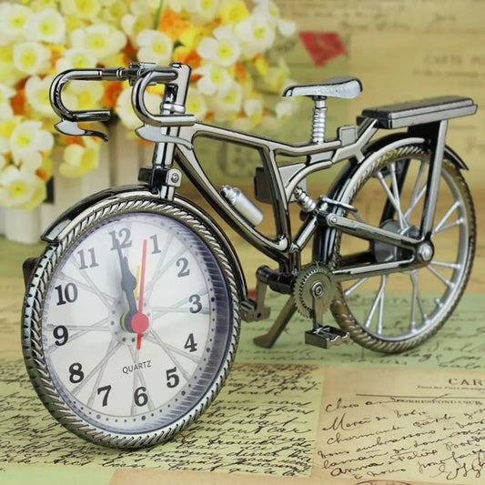 Cool Luxury Creative Retro Novelty Bicycle Model Alarm Clock Desk Home Bedroom Decoration Stand Clock Gift