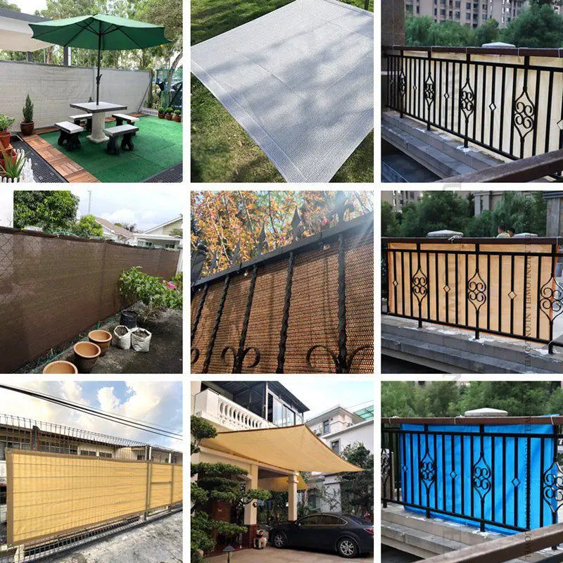 Beige Balcony Privacy HDPE Screen Fence Windscreen Cover Fabric Shade Netting UV Protection for Patio Backyard Porch Railing