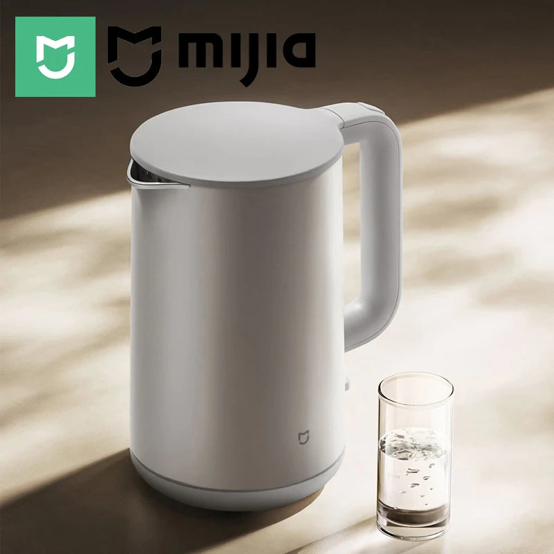 MIJIA Electric Kettles S1,Double Wall,1800W,4 Safety, Food-Grade 316L Stainless,1.7L Water Boiler,CN Version with Adapter