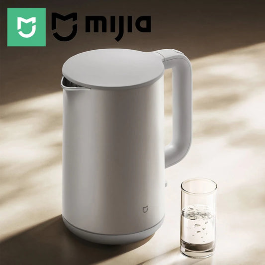 MIJIA Electric Kettles S1,Double Wall,1800W,4 Safety, Food-Grade 316L Stainless,1.7L Water Boiler,CN Version with Adapter