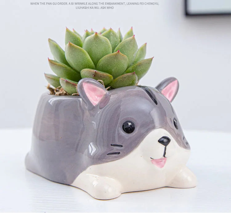 Creative Ceramic Cartoon Vase Cute Animal Panda Cactus Plant Potted Home Gardening Ornaments Ceramic Vase Gift Home Decoration