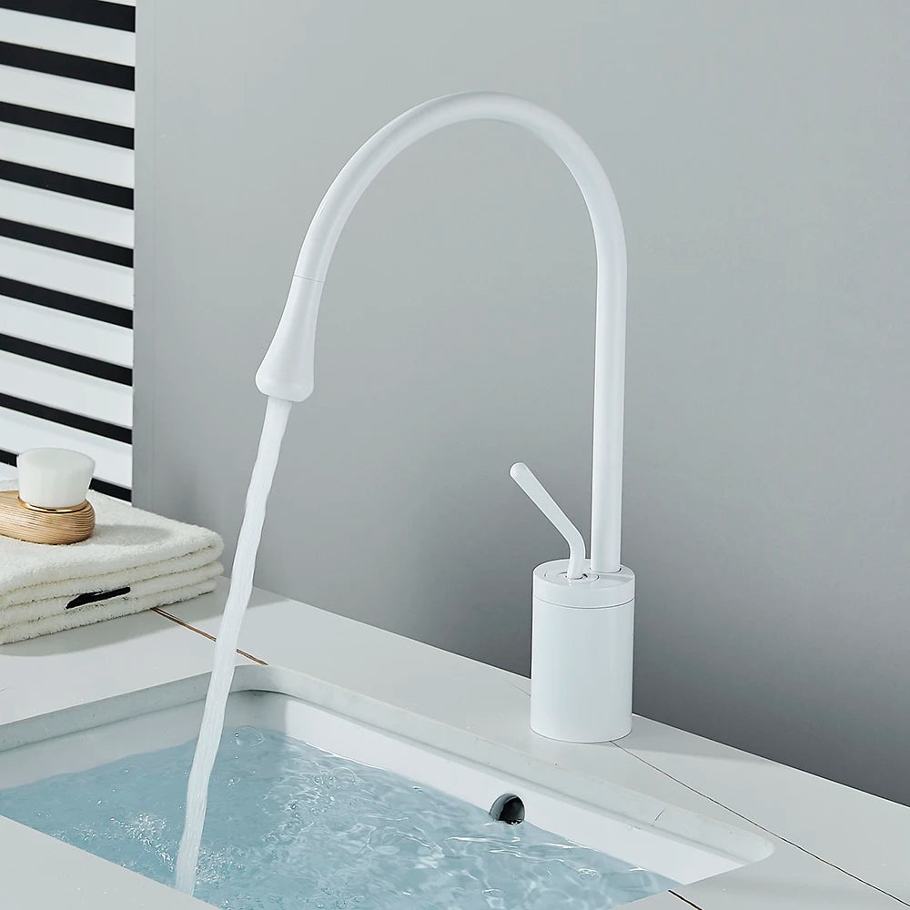 Modern Basin Faucet Bathroom Sink Faucets 360 Rotation Deck Mounted Bathroom Faucet Hot Cold Water Tap Crane For Kitchen Or Bath