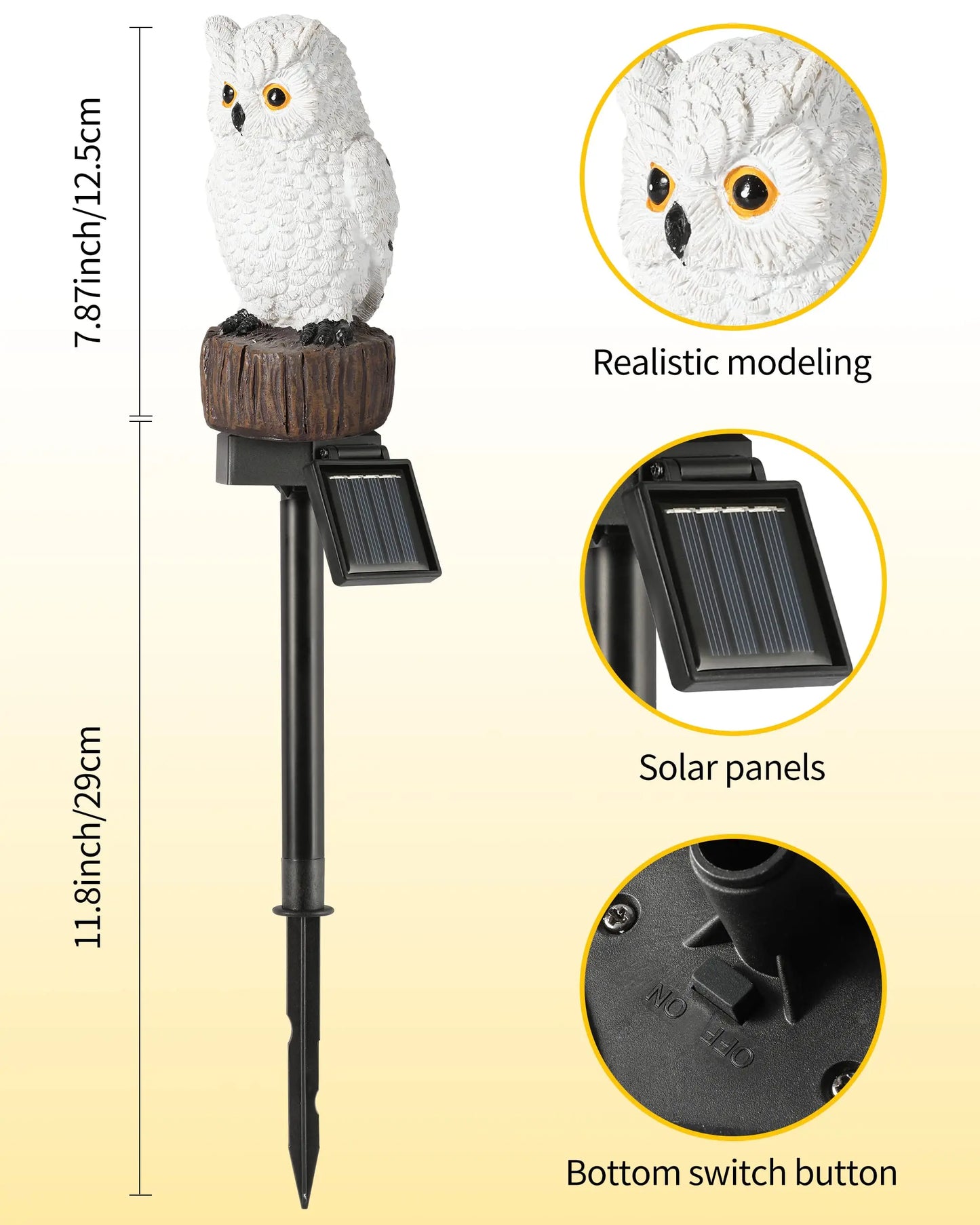 Owl solar decorative garden post lighting, waterproof outdoor figurine lights decorate statue aisles, courtyards, lawns