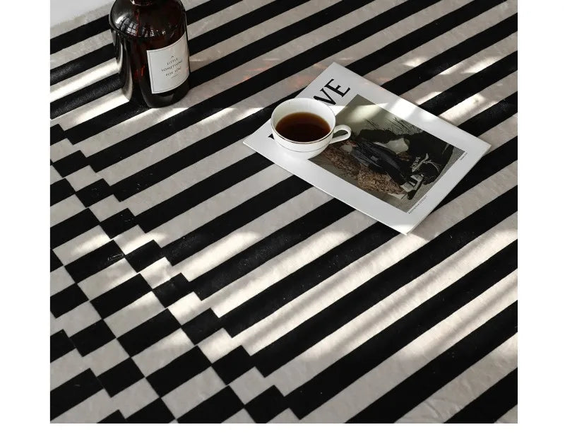 French Retro Rugs for Bedroom Checkerboard Living Room Decoration Carpet Ins Wind Plaid Bedside Floor Mat Large Area Plush Rug