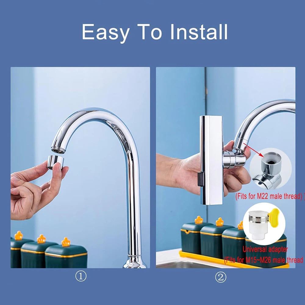Kitchen Faucet Splash Protector Waterfall Water Outlet Universal Rotary Bubbler Booster Extension Water Nozzle Universal Joint