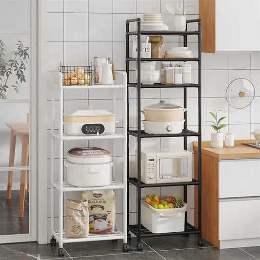 Multi-Layer Kitchen Rack Floor To Floor Storage Rack Household Microwave Stove Shelves Multi Scene Tool Pot Rack Kitchen Storage