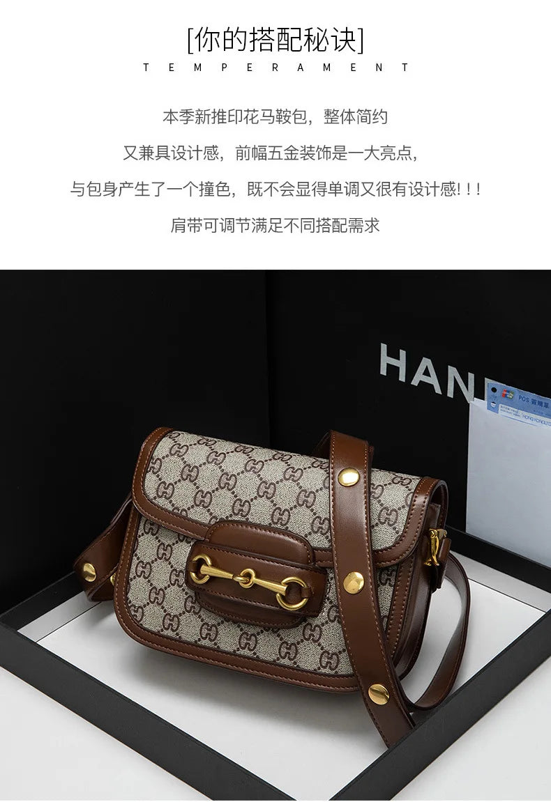 Ladies Genuine Leather Saddle Bag Versatile Crossbody Trendy underarm and single-shoulder design with a sleek, modern look. Compact, stylish, and perfect for everyday fashion.