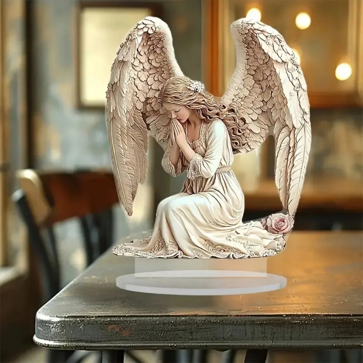 Elegant Wings Fairy Angel Prayer 2D Flat Acrylic Table Decoration ,Home,Office,Cafe,room,Studio,Desktop Ornament