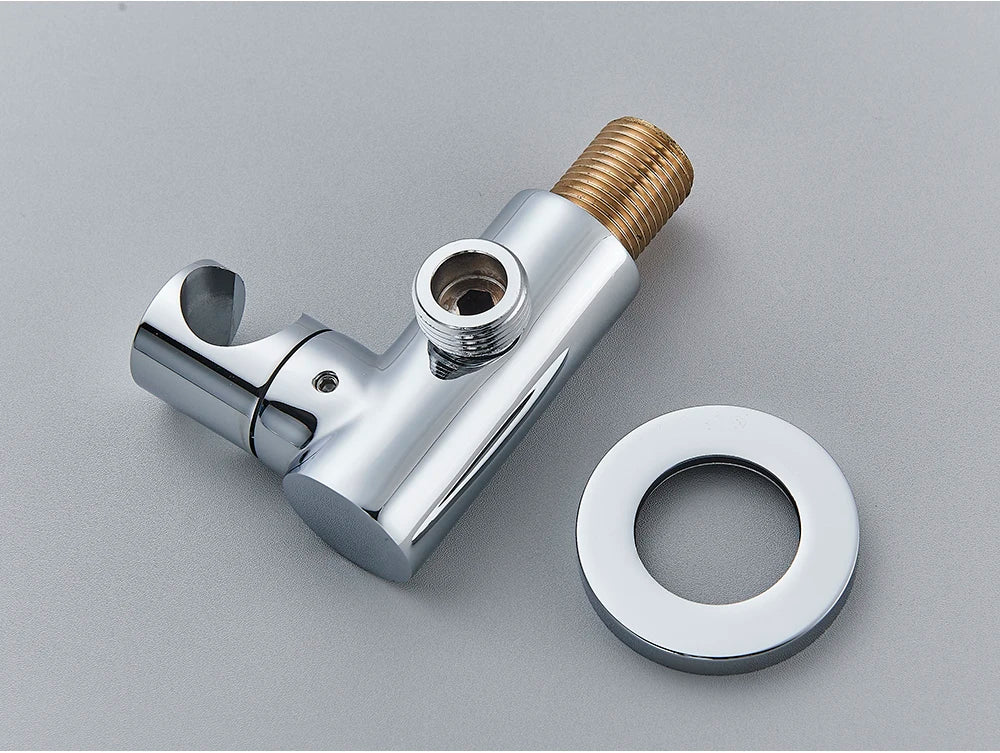 Poiqihy Chrome Shower Head Holder Handheld Shower Spray Bracket Wall Mounted Bidet Sprayer Holder Concealed Faucet Accessory