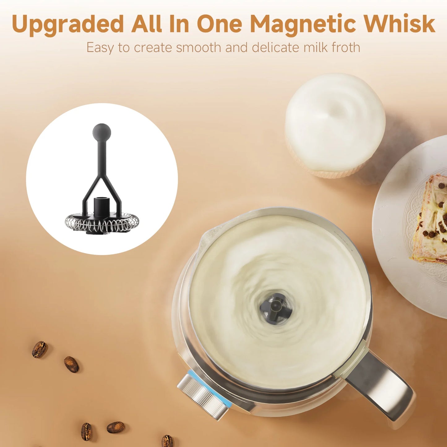 BioloMix 7-in-1 Steamer Detachab Electric Milk Frother Automatic Hot/Cold Foam Maker for Coffee, Hot Chocolate Dishwasher Safe